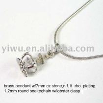 white zircon brass pendant