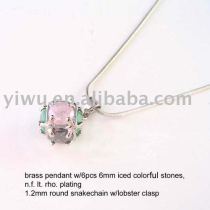 ice colorful stone brass pendant