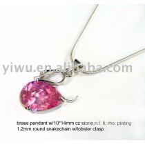 Goose pink zircon brass pendant