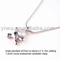 children white zircon brass pendant