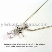Kangaroo big white zircon brass pendant