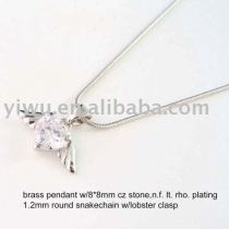 bird white zircon brass pendant