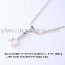 heart white zircon brass pendant