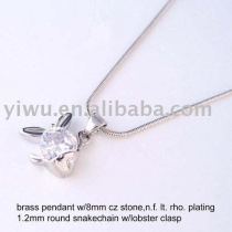 fish white zircon brass pendant