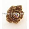 flower gold crystal stone rings
