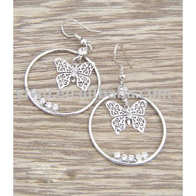 butterfly rhinestone earrings