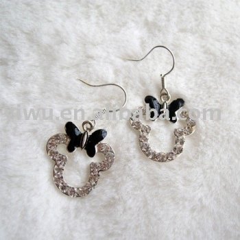 enamel butterfly rhinestone earrings