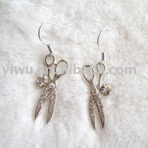 scissors shaped rhinestone earrings