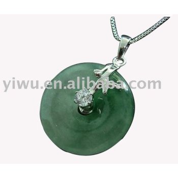 Circle 925 Sterling silver jade necklace