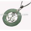 Donut with flower 925 Sterling silver jade necklace