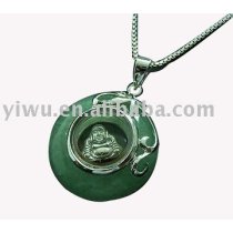 Buddha 925 Sterling silver jade necklace