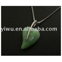 Leaf Sterling Silver Jade Pendant