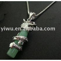 Dragon Sterling Silver Jade Pendant