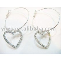 Heart Hoop Rhinestone Earrings