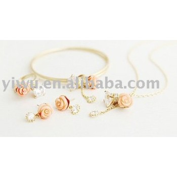 Rose Flower Zircon Jewelry Set