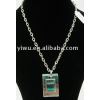 Emerald rhinestone rectangle shape necklace
