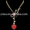 colorful rhinestone ruby onyx heart necklace