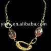 18K gold red rhinestone geometry necklace