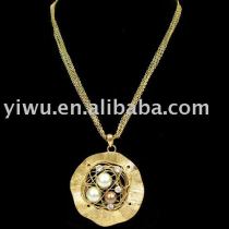 18K gold rhinestone pearl necklace