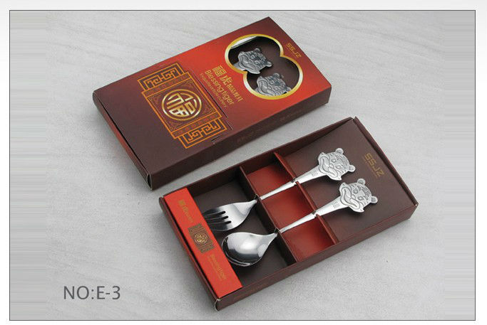 Fashion cartoon stainless steel tableware valentine kids dinnerware set kid knife fork spoon set E-3