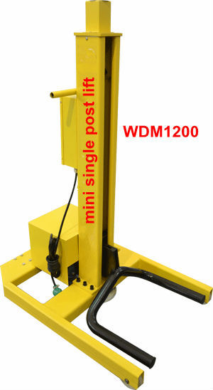 single post hydraulic mini lift 1200kgs/850mm