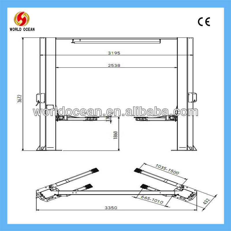 2-post Pneumatic Car Lift with CE & ISO
