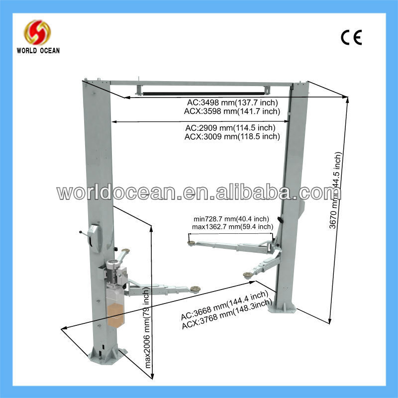 4ton Two Post Car lift auto lifter with CE