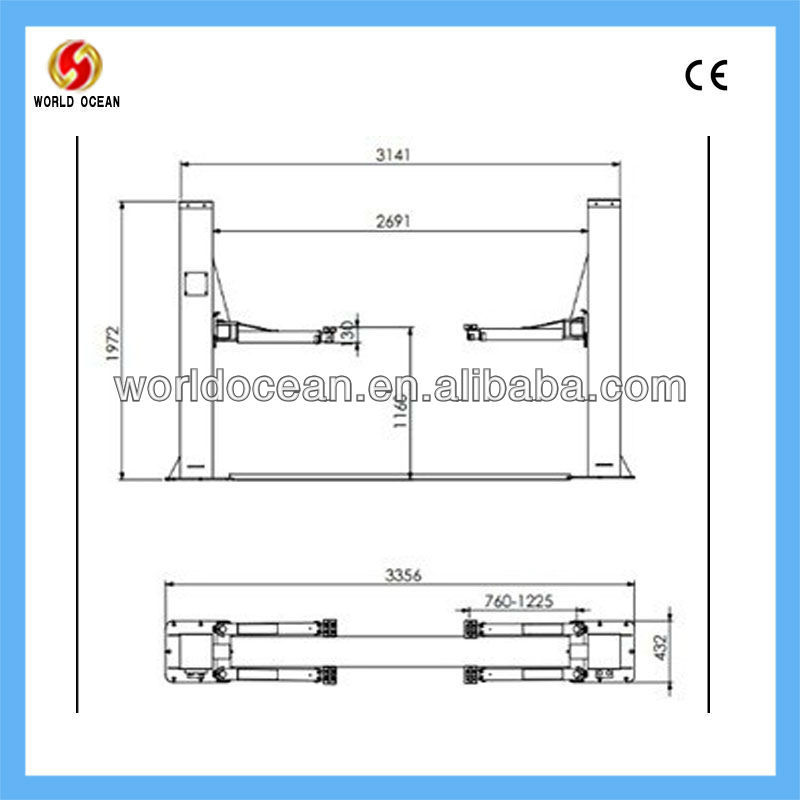 Low price , sale two post car lift ,CE certification WT3200-A