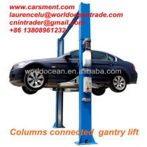 electric release overhead used 2 post car lift with columns connected