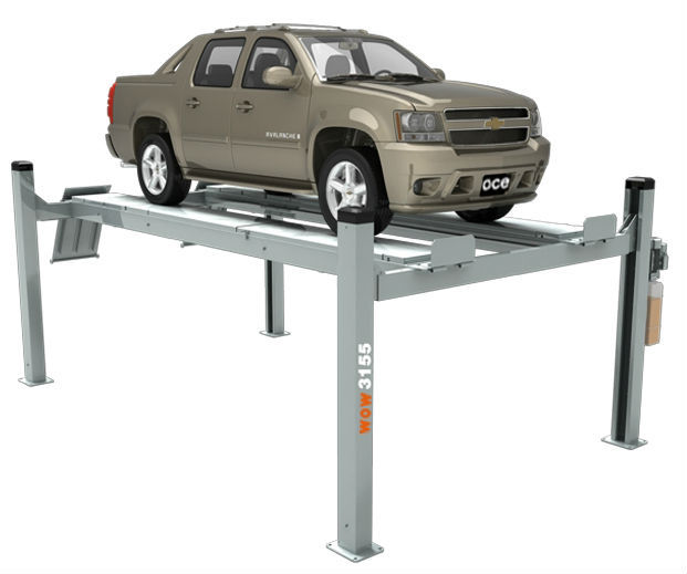 four post parking lift with rolling jacks ramp