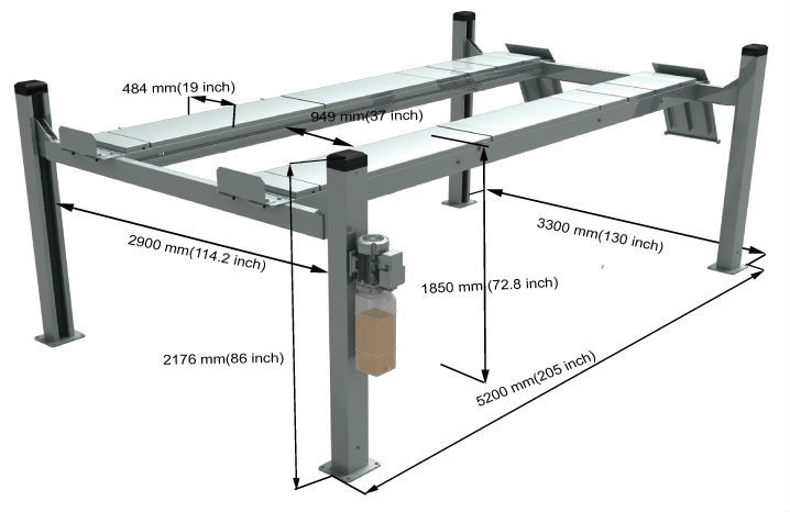 Turn table/slip plate for alignment 4 post car lift