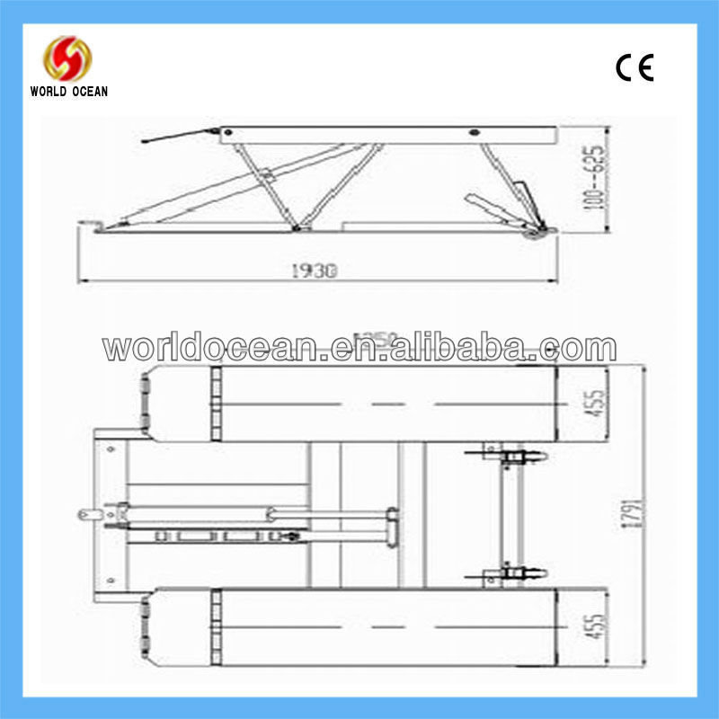 Hot sale manual car lift 2700kg capacity WS2700-L with CE