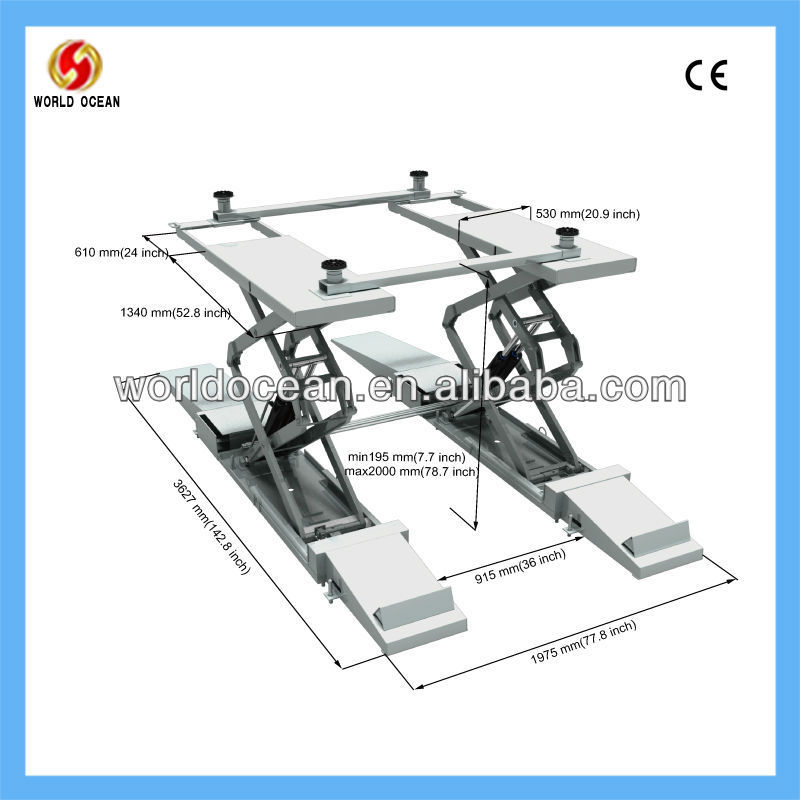Hydraulic scissors lift for car 3.2T/2000mm with CE