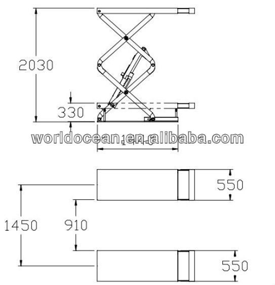 Small Platform underground scissor lift table WSG3200 hydraulic scissor lifts
