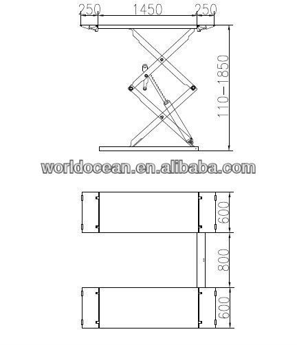 ultra thin design mini car lift ,scissor auto lift WSU3000