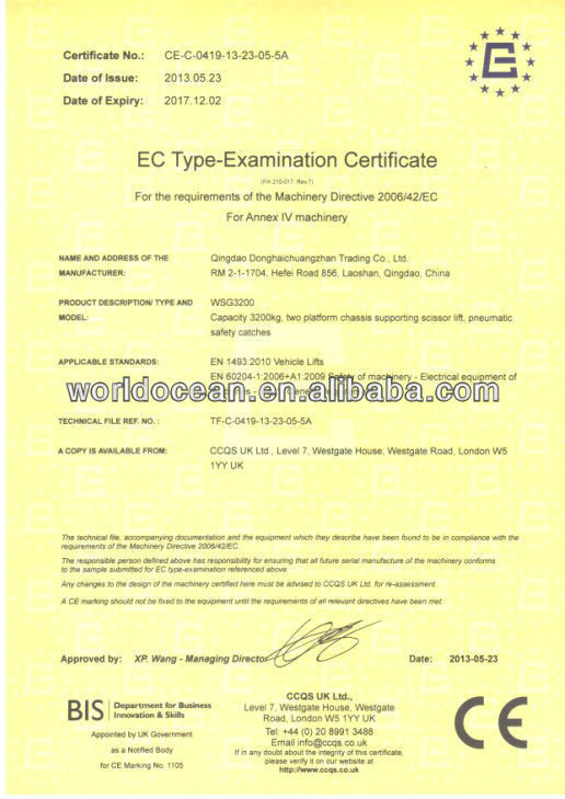 CE certificate low price mini scissor car lift 3.2T
