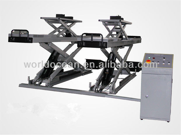 automobile wheel alignment lifts with secondary lifting jack