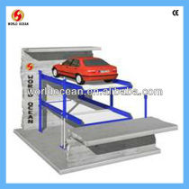 Under ground parking system in pit for two cars parking lift