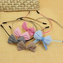Fashion Baby Girl Kid Children bowknot hairband with checkered fabric