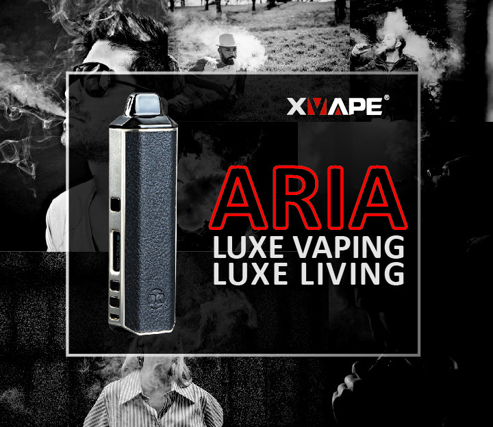 GOTHIC BLACK XVAPE ARIA 2IN1 VAPORIZER FOR DRY HERB AND WAX with Vibration alert XMAX