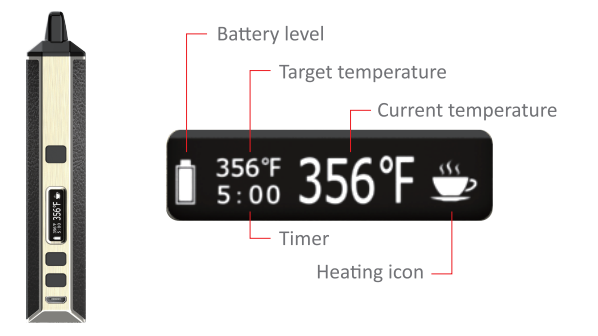 OLED DISPLAY OF XVAPE ARIA