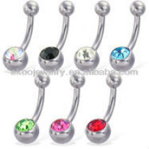 G23 Titanium Body Piercing Highly Polished Titanium One Gem Belly Button Rings