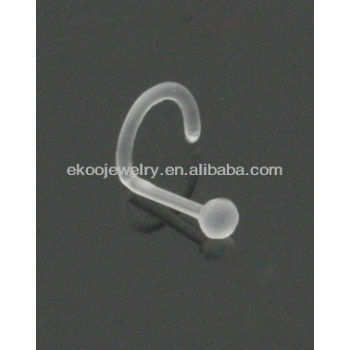 Body Jewelry Clear Flexible Nose Screw Retainer with Ball