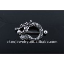 14 Gauge Dragon Nipple Ring Body Jewelry