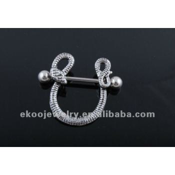 14 Gauge Body Jewelry Surgical Steel Snake Nipple Ring