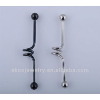 Titanium Plated Industrial Spiral Barbell 14 Gauge Steel Industrial Barbell Body Jewelry