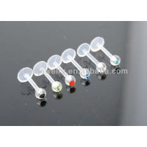 Cheap Body Jewelry Bioplastic Flexible Gem Labret Lip Piercing Assorted 6 Colors Free Shipping