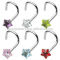 20G Nose Piercing Prong Set 3mm Star CZ Steel Nose Screw Body Jewelry 2 colors Clear, Pink