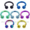 14 Gauge Titanium Anodized Ball Horseshoe Circular Barbell 1.6*10*4mm Mixed Colors Body Jewelry