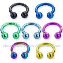 14 Gauge Titanium Anodized Ball Horseshoe Circular Barbell 1.6*10*4mm Mixed Colors Body Jewelry